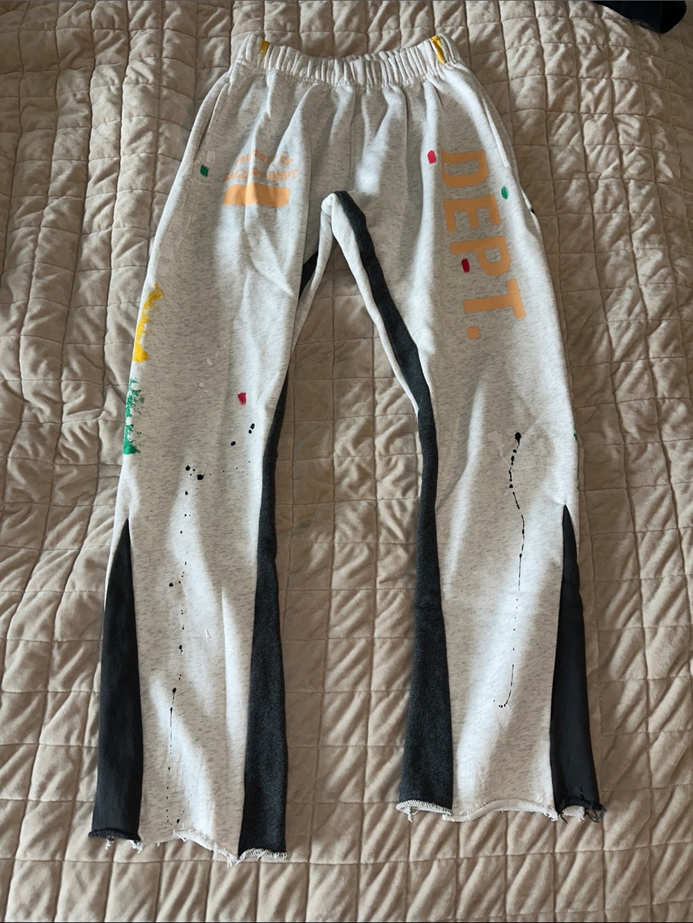 Men’s Gallery Dept Sweatpants with Black Panels and Colorful Paint Accents